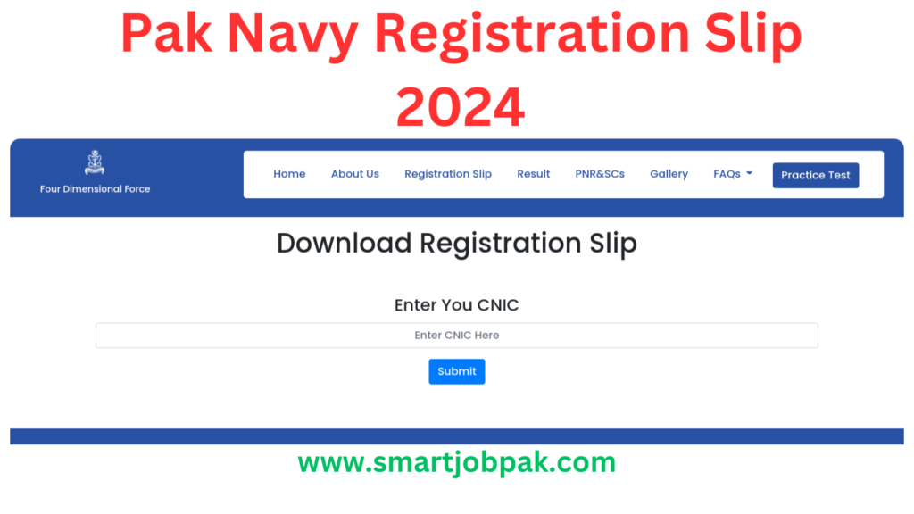 Pak Navy Registration Slip